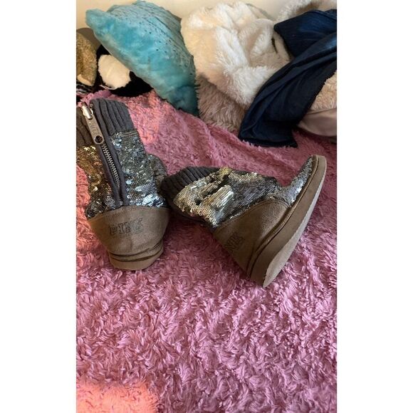 Vs pINK mukluks fur lined sequin boots M y2k htf - Picture 9 of 10